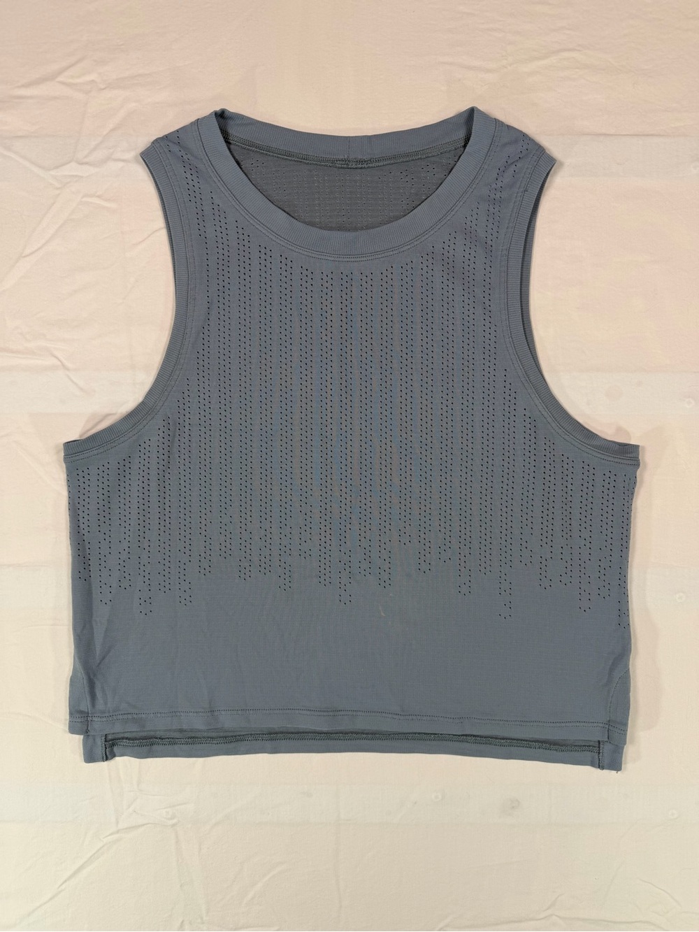 Sleeveless Perforated Crop Tank Top - Slate Blue
